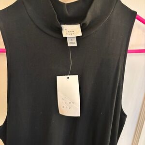 A New Day Black Mixed Media Mock Neck Mini Dress